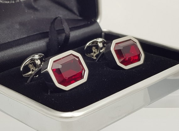 Handmade Ruby Crystal Cufflinks - 40th Anniversar… - image 9