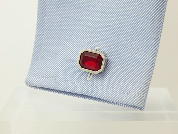 Handmade Ruby Crystal Cufflinks - 40th Anniversar… - image 7