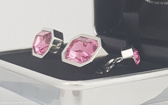 Elegant Rose Austrian Crystal Cufflinks | Top Quality Unisex Accessory for Formal Attire