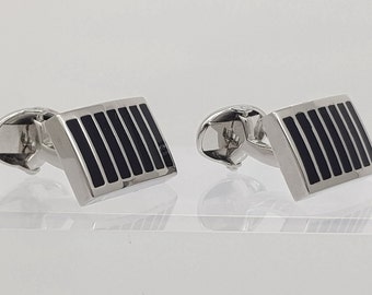 Black Enamel cufflinks, Elegant enamel cufflinks, Beautifully hand painted. FREE DELIVERY!!