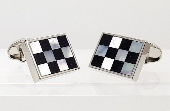 Hand made vintage Onyx and Pearl Art Deco cufflinks, Classic Men's cufflinks, Perfect gift for him, FREE DELIVERY!!