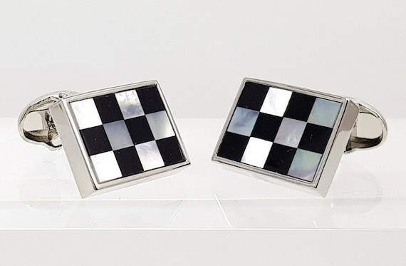 Vintage Art Deco Onyx and Pearl Cufflinks: Handmade Luxury Men's Accessory, Perfect Gift