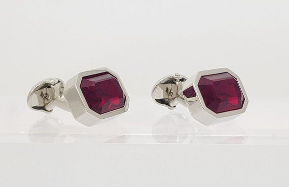 Handmade Ruby Crystal Cufflinks - 40th Anniversar… - image 4