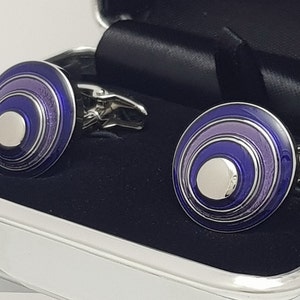 Elegant Two-Tone Purple Hand-Enameled Cufflinks: Unique Groomsman Gift with Free Delivery