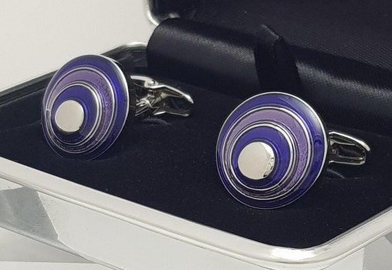 Wonderful two tone Purple hand enamelled cufflinks, Thoughtful gift for him! FREE DELIVERY!!