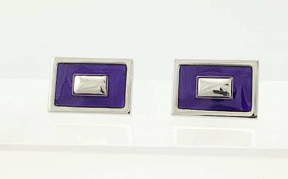 Mens Purple Enamel cufflinks, Rectangle cufflinks, enamel cufflinks, trendy cufflinks for mens, Gift for him. Free shipping for limited time