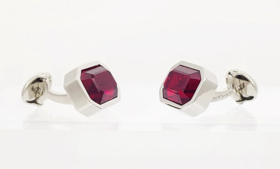 Men's Ruby crystal Cufflinks Ruby Wedding Cuff links Genuine Austrian Ruby crystal, birthstone Cufflinks. Free shipping!