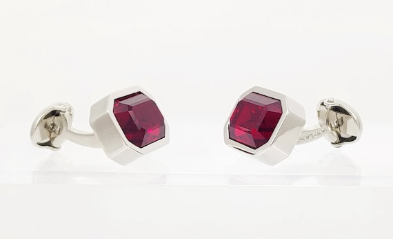 Handmade Ruby Crystal Cufflinks - 40th Anniversar… - image 2