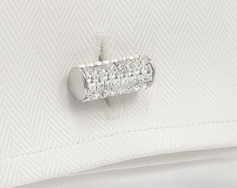 Men's Crystal Cufflinks, Wedding Groom Jewelry, Handmade in England