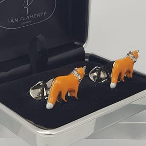 Fox Cufflinks, British Wildlife cuff links, Men's Accessories, Hand-Enamelled image 9