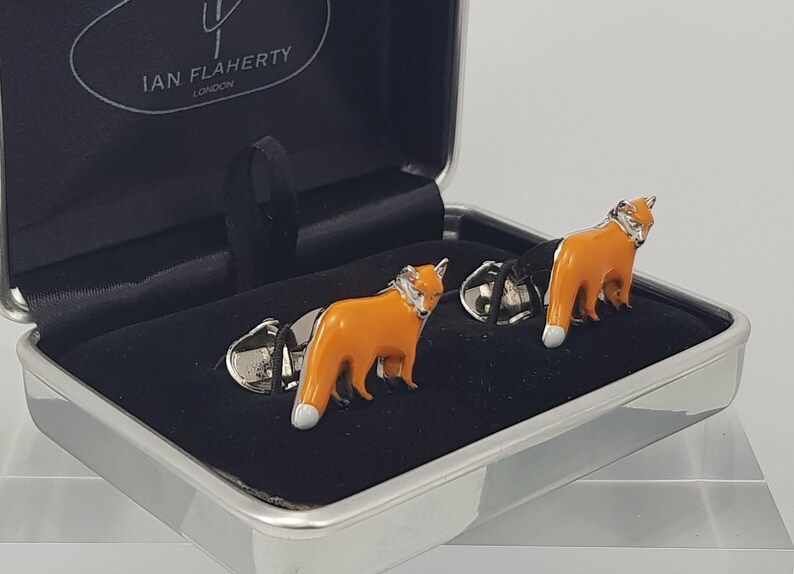 Fox Cufflinks, British Wildlife cuff links, Men's Accessories, Hand-Enamelled image 9