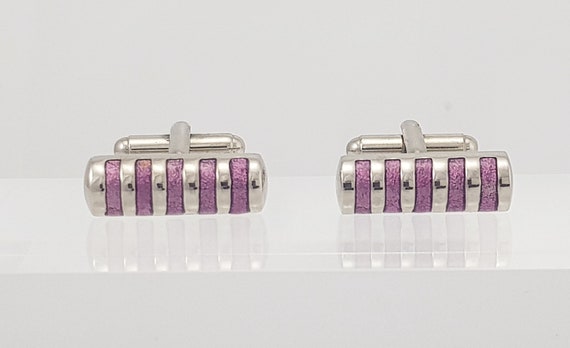 Elegant Pink Enamel Bar Cufflinks for Men & Women - Classy Formal Wear Accessory