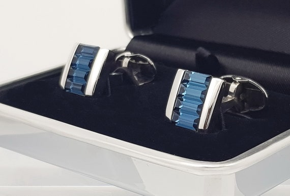 Handmade Austrian Cut Montana Crystal Cufflinks - Elegant Gift for Father's Day, Birthdays, Weddings