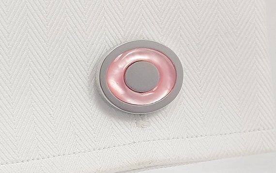 Elegant Pink Pearl Oval Cufflinks: Handcrafted UK Accessory for Weddings, Anniversaries & Special Occasions