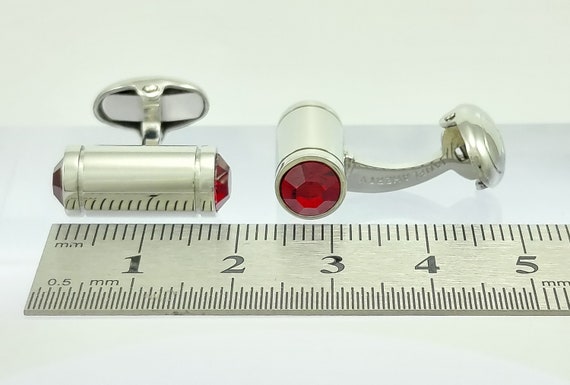 Vintage Ruby Crystal Cufflinks: Handmade Annivers… - image 5