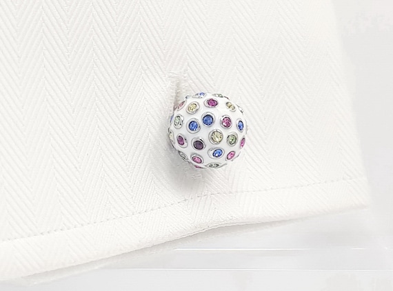 Contemporary Enamel Austrian Crystal Cufflinks: Elegant Gift for Men with Free Delivery