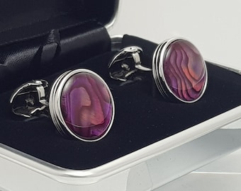 Vintage Abalone Shell Cufflinks, Handmade in London