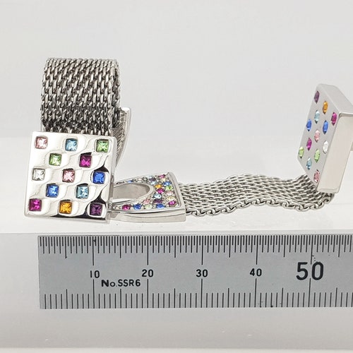 Men's shops cufflinks, Mesh cuff links, Multi-coloured crystal cufflinks, Gift for him