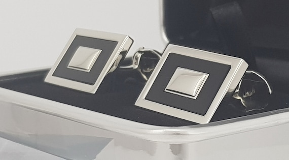 Hand made Vintage Onyx cufflinks, Ideal 7th Wedding anniversary gift for him, Men's beautiful classic Black onyx cuff links, FREE SHIPPING!