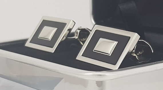 Handmade Vintage Onyx Cufflinks: Elegant 7th Anniversary Gift for Men, Classic Black Formal Accessory