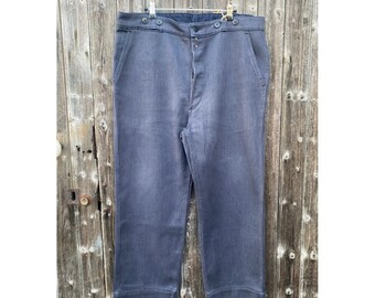 Vintage 1930s 30s French Chore Pants Trousers Workwear Vintage 1930s 30s French Chore Pants Trousers Workwear