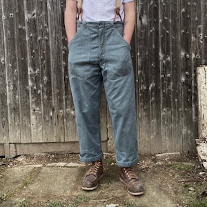 1960s Swiss Prison Army Denim Work Pants, Size S to 4XL 1960s Swiss Prison Army Denim Work Pants, Size S to 4XL