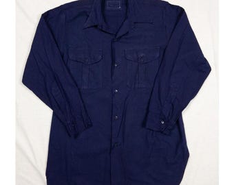 1970s French Army Blue Field Shirt, Size XL
