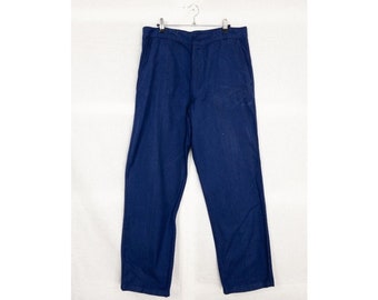 【Deadstock】 50s French Cotton Work Pants French 1950s grey striped woven cotton work peasant pants