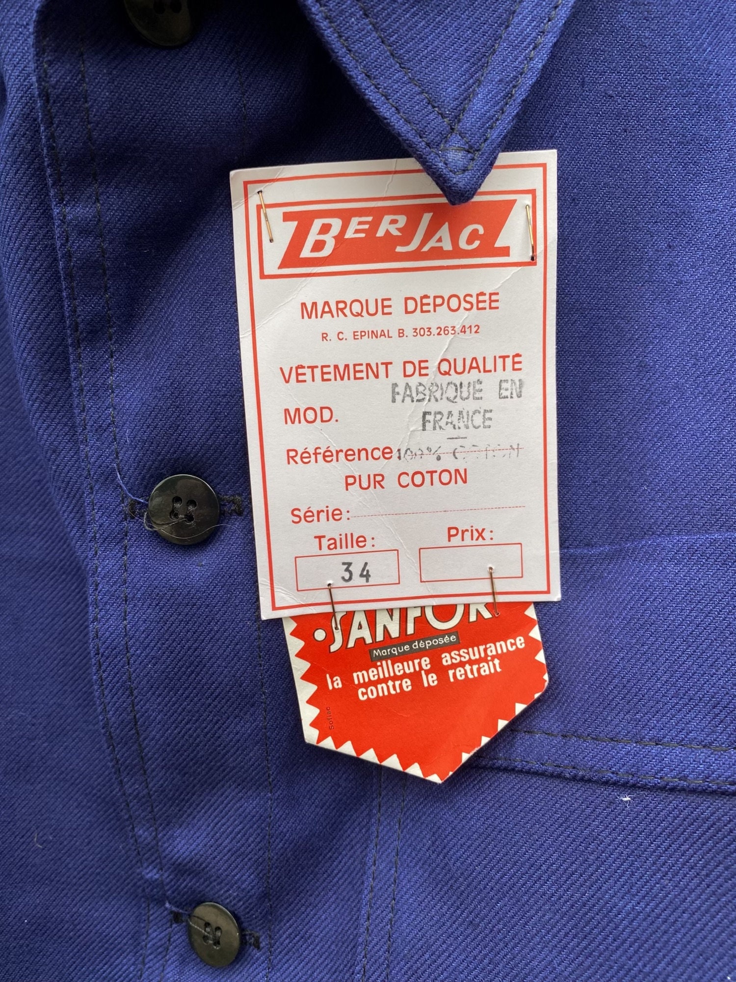 1970s French Chore Jacket, Deadstock, Size XS - Etsy 1970s French Chore Jacket, Deadstock, Size XS - Etsy