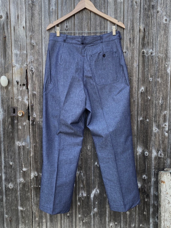 French navy hotsell denim trousers