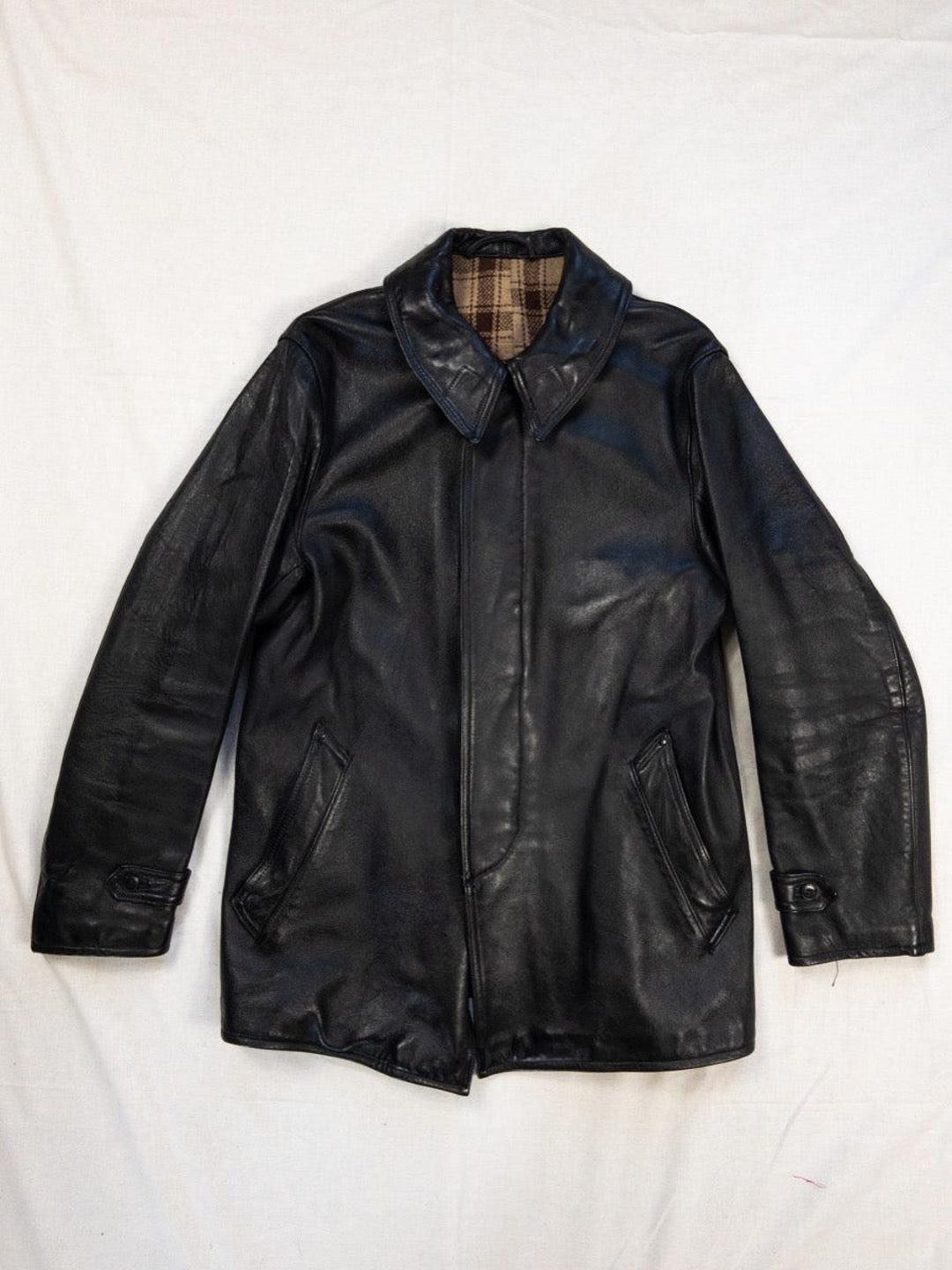 ジャケット・アウター 80's France fireman leather jacket 1974s French Fireman Black Leather Jacket, Size S/M - Etsy