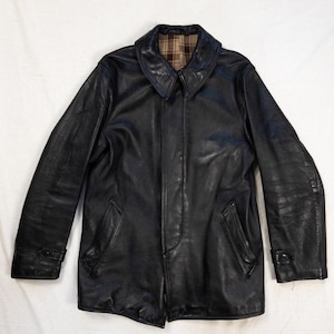 Veste en cuir noir pompier français des années 1974, taille S/M