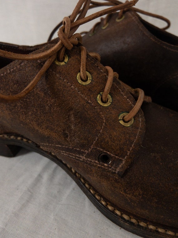 1957 French Army Derby Shoes, Rough out Leather, Size US 8 - EU 41