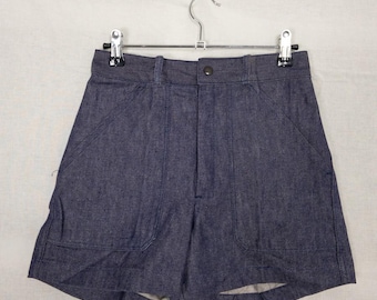 Pantalones cortos de mezclilla azul marino franceses de los años 60, stock remanente, talla XS
