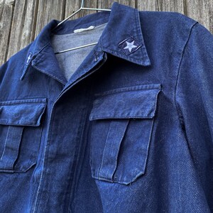 1970s Italian Army Denim Jacket, Size M to XL image 6