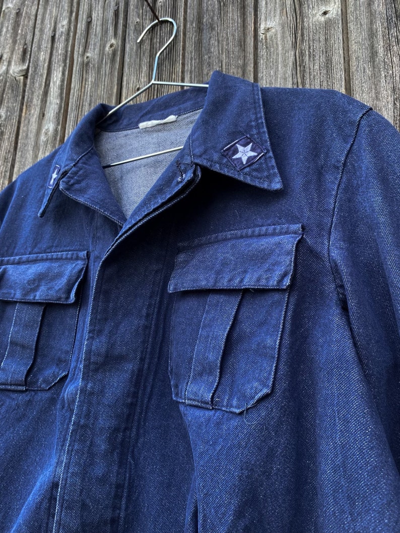 1970s Italian Army Denim Jacket, Size M to XL image 6