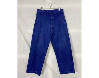 Pantalon de travail bleu français années 60, taille M