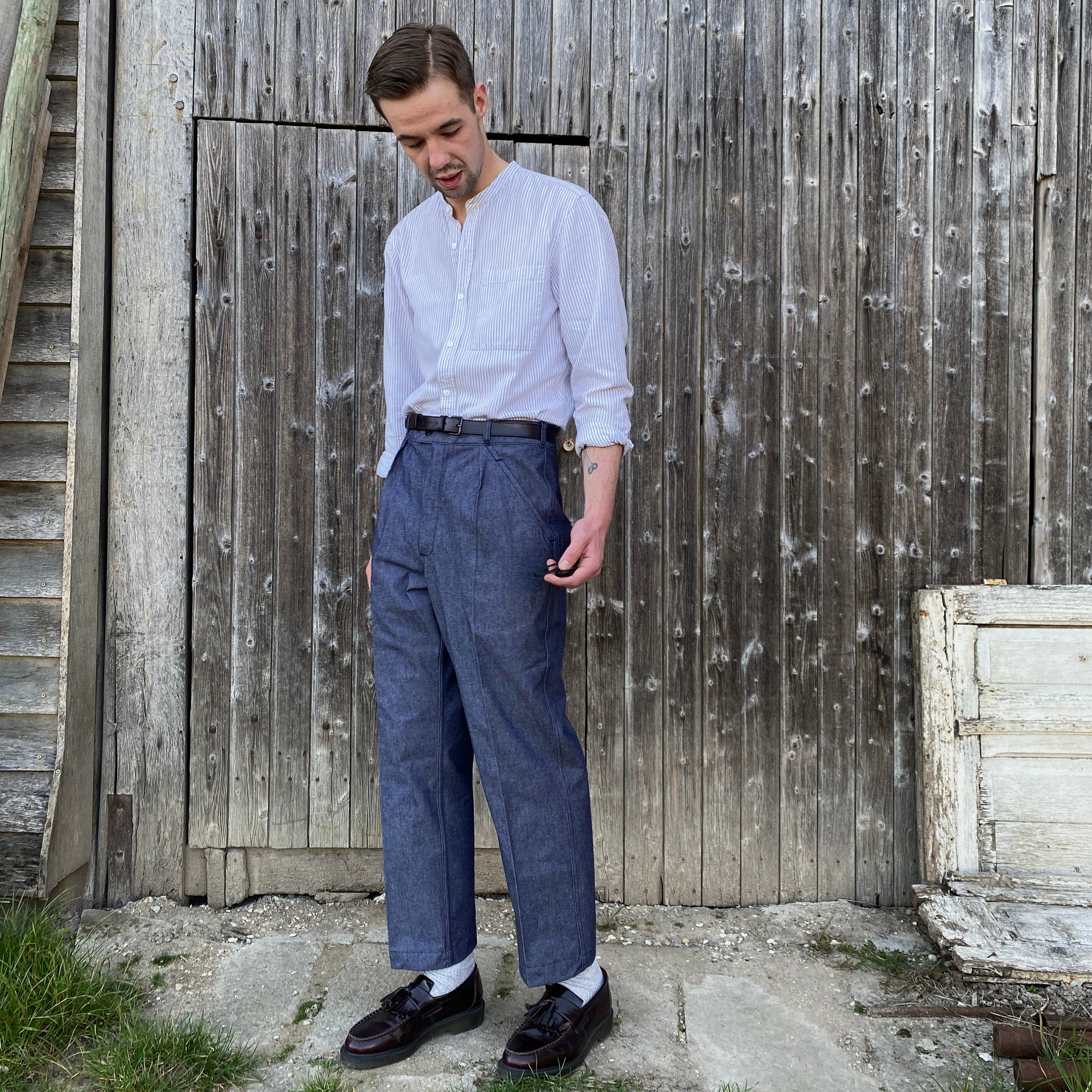 French Navy Denim Pleated Pants, Deadstock, Size S to XL - Etsy