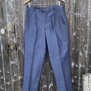 French Navy Denim Pleated pants, Deadstock, Size S to 3XL image 5