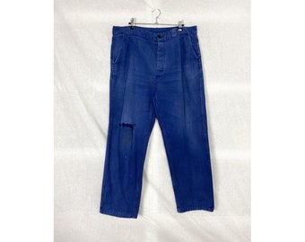 1960s French Blue Work Pants, Size XL