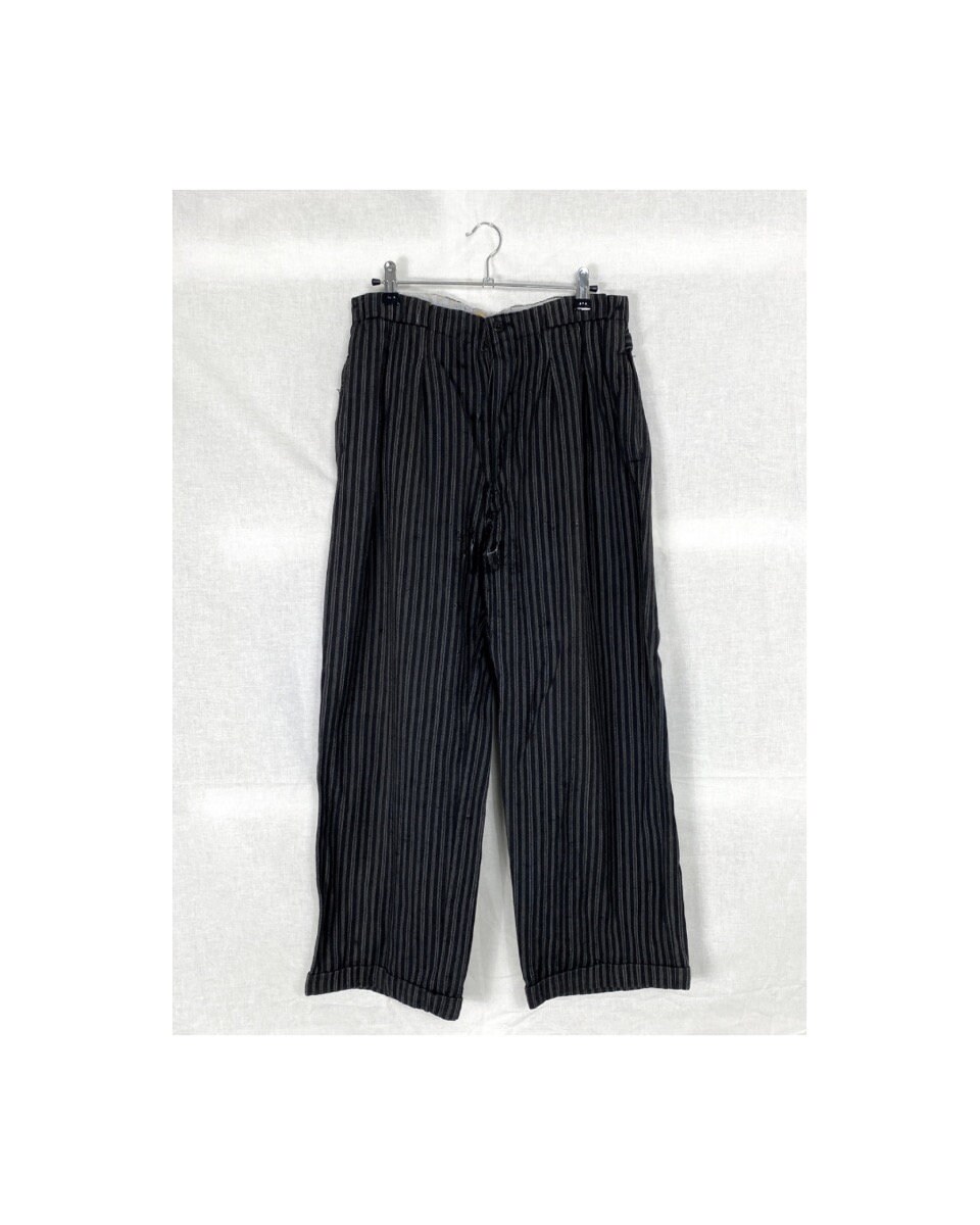 Nova Grey Stripes Trousers Tapered Linen Pants Classic Linen Pants