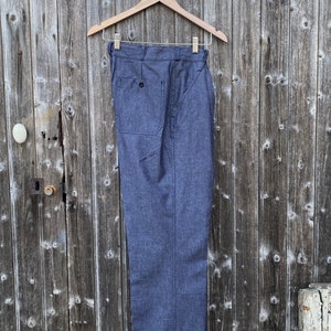 French Navy Denim Pleated pants, Deadstock, Size S to 3XL image 7