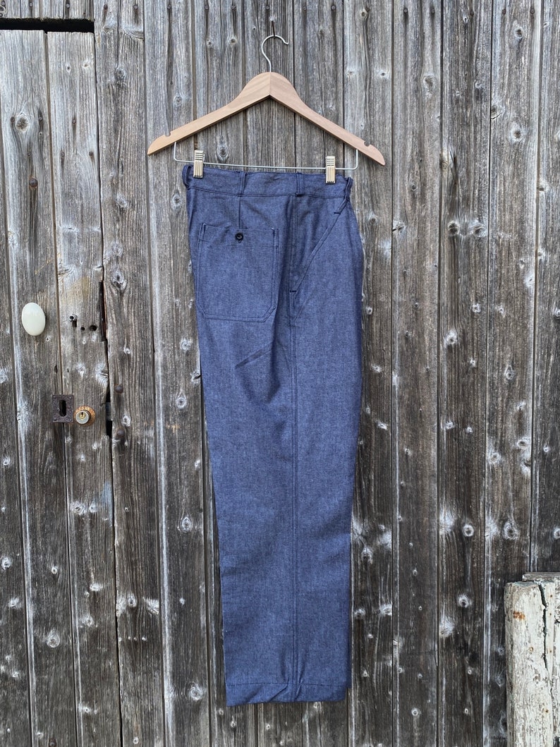 French Navy Denim Pleated pants, Deadstock, Size S to 3XL image 7