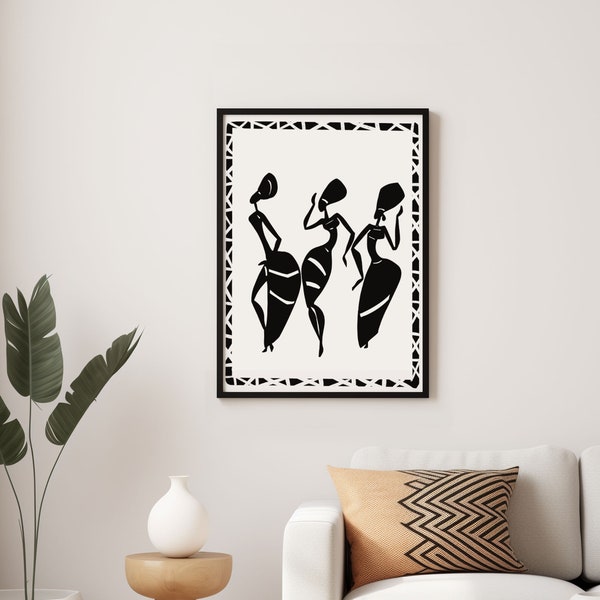 Illustration boho modern, art décoratif boho exotique à imprimer, Art africain, African printable art