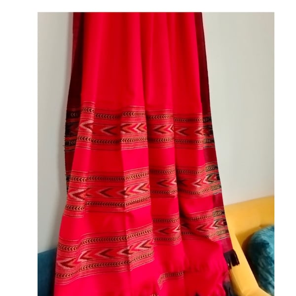 Magnifique écharpe indienne rouge,en pur coton.