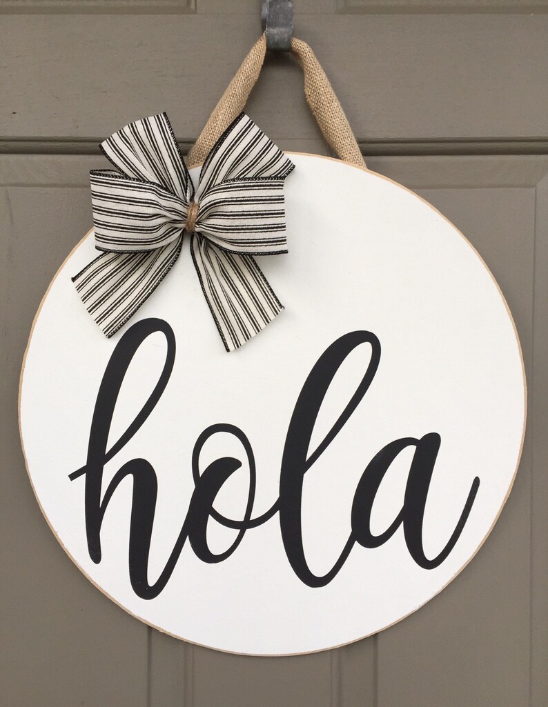 Hola Door Hanger Spanish Decor Door Decor Hello Front Door Etsy