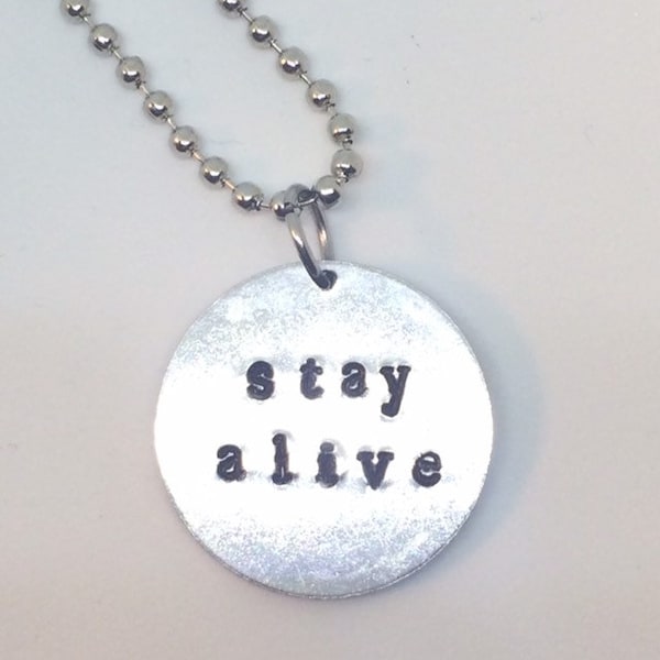 Twenty One Pilots Pendant - Stay Alive / Necklace or Keychain / Custom Handmade Metal Stamped Pendant / Customizeable Band Jewelry