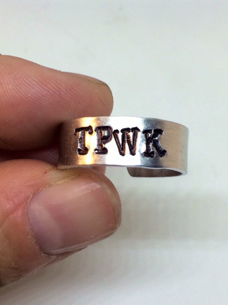 Harry Styles TPWK Ring - Treat People with Kindness / TPWK Ring / Adjustable Aluminium Ring / One Direction Fan Gift /Handmade Metal Stamped 