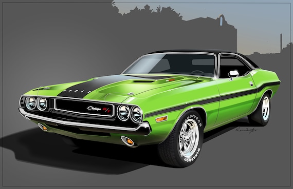 1970 Dodge Challenger R/T - Print of Original Artwork - Etsy 日本