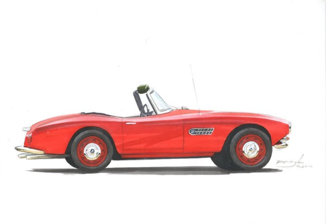 1967 BMW 507 Classic BMW Vintage Convertable Car Drawing BMW Red 507 ...